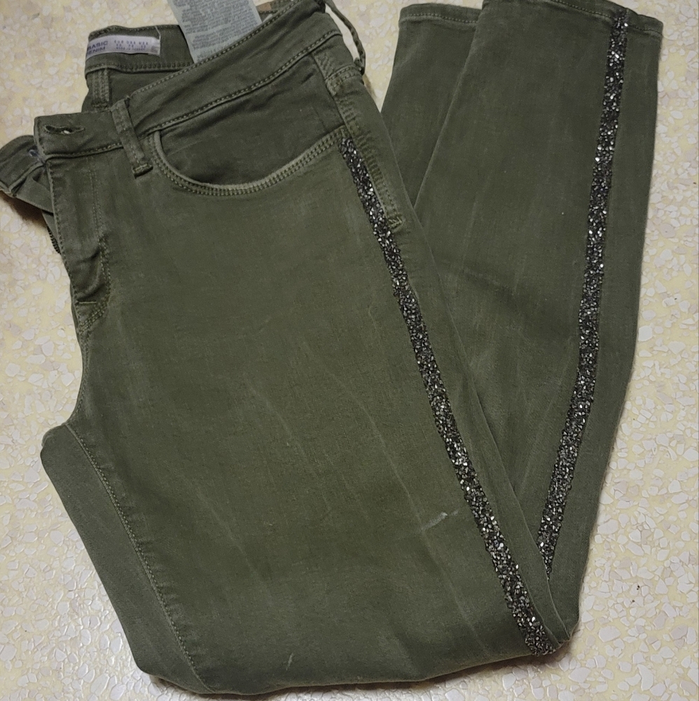 Zara sparkle jeans on the sides